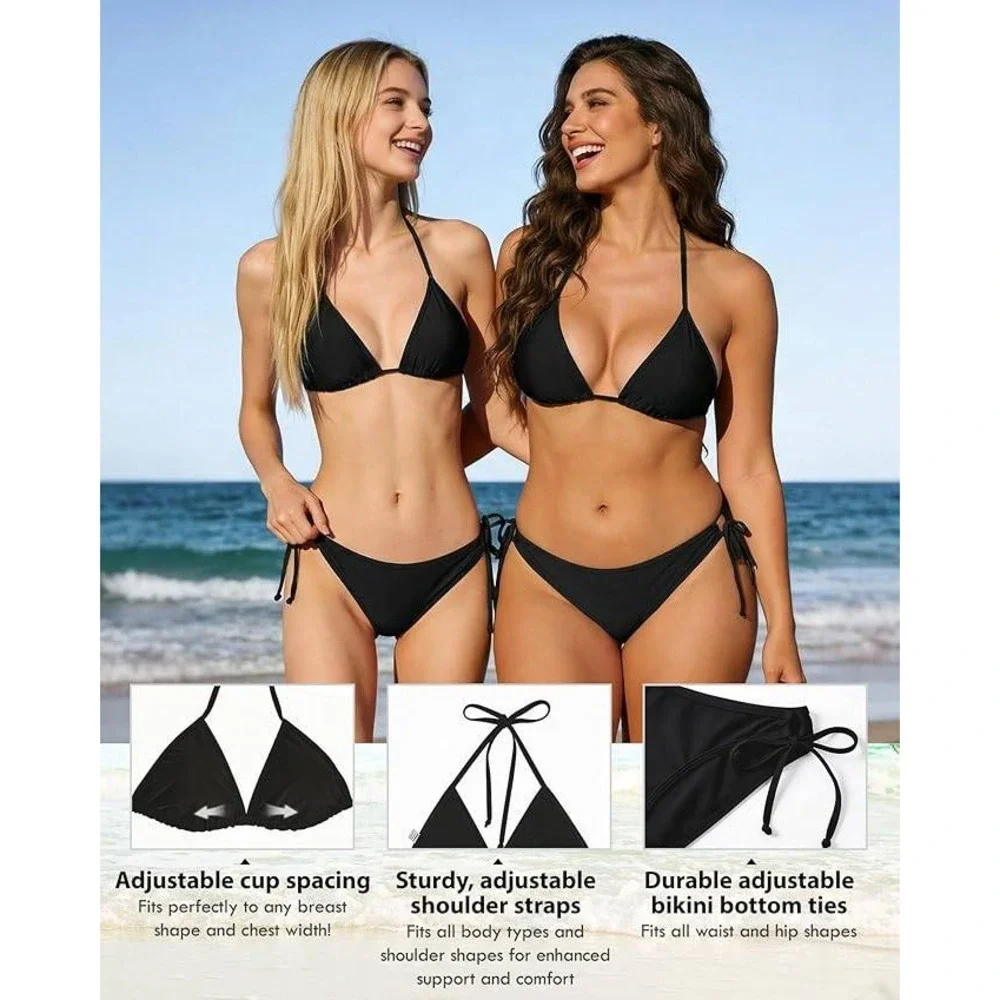 MSRP $31 American Trends Women's S String Triangle Halter Bikini‎ Set-2 Piece S